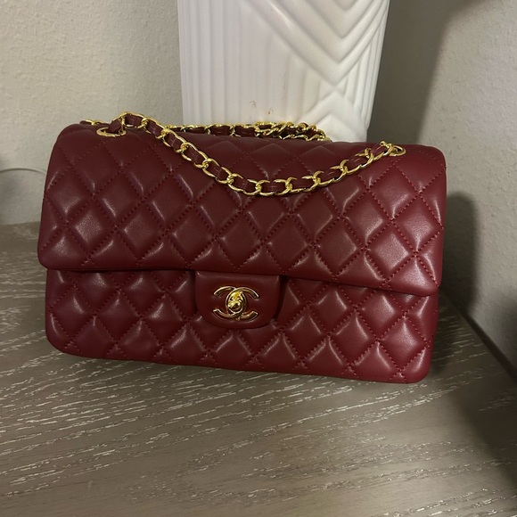 Chanel Red Quilted Leather Shoulder Bag with Gold Chain - Picture 1 of 6